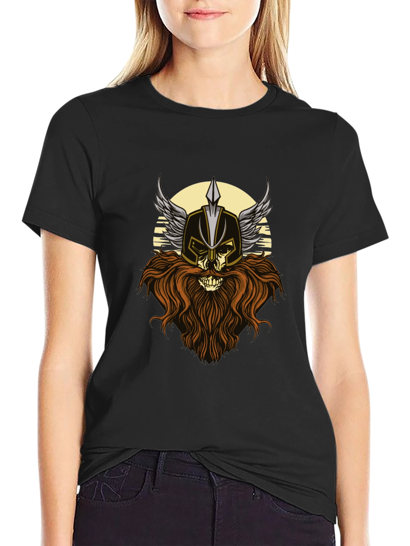 Viking Skull Graphic Tee - Black