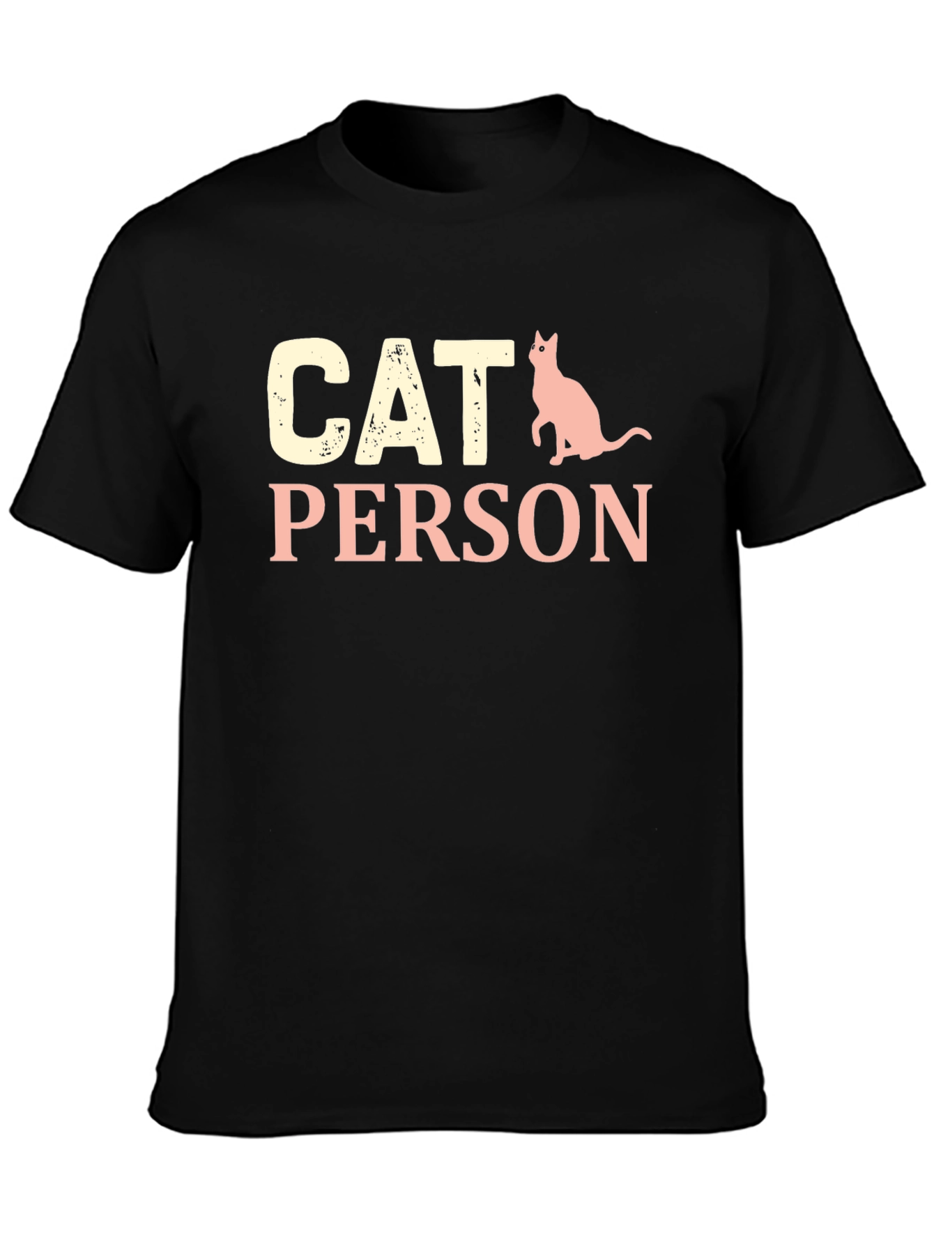 Cat Person Graphic Tee - Black Cotton T-Shirt
