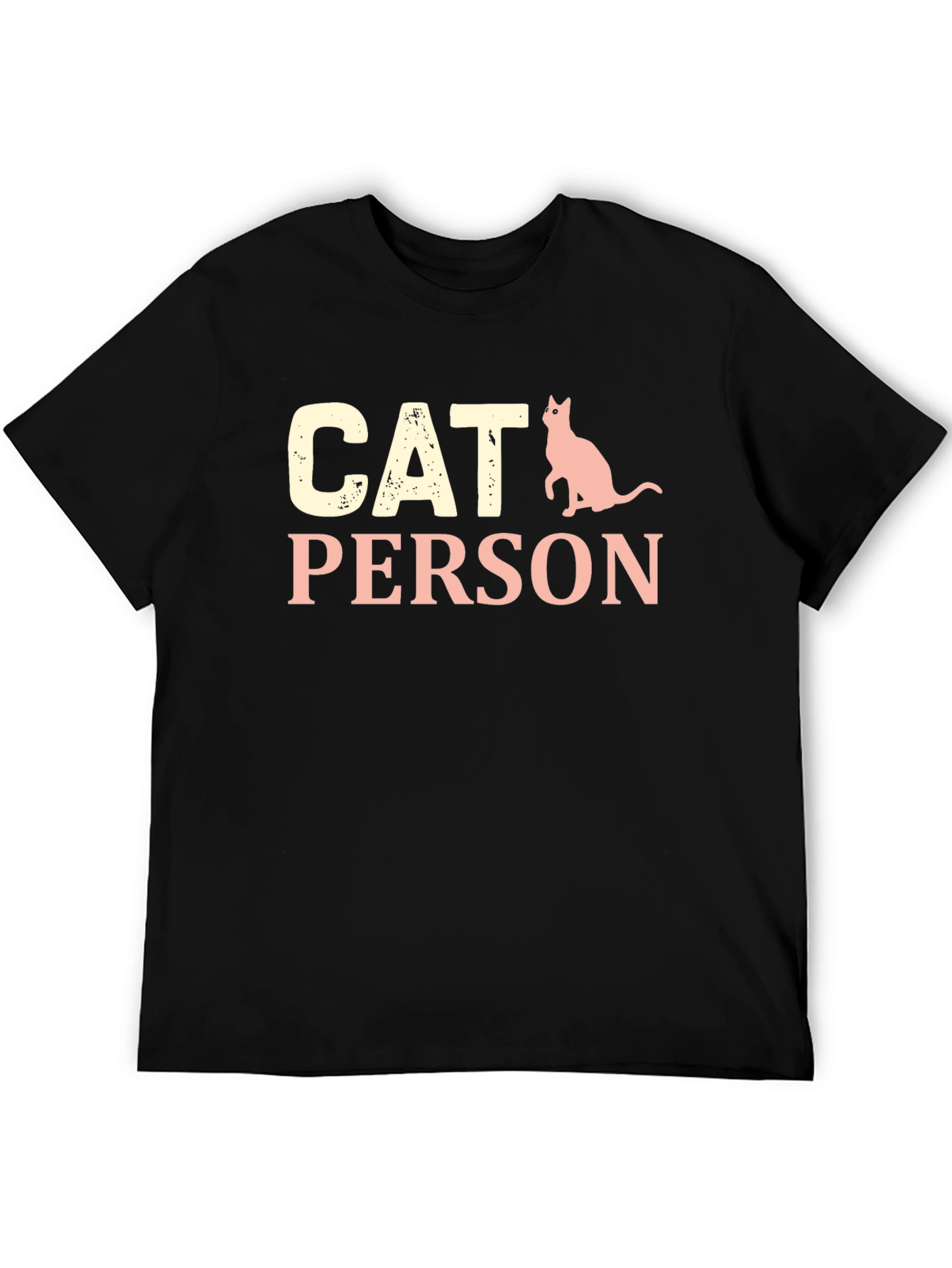 Cat Person Graphic Tee - Black Cotton T-Shirt