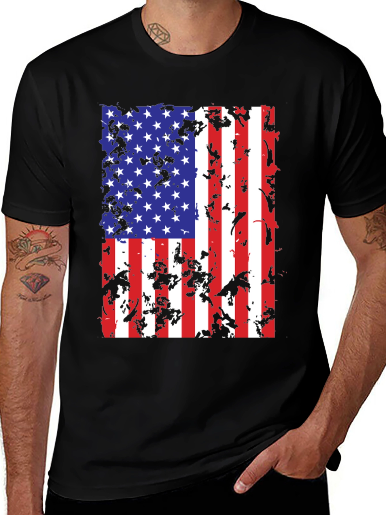 Distressed American Flag Graphic T-Shirt