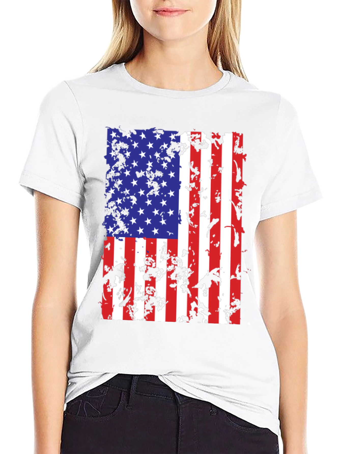 Distressed American Flag Graphic T-Shirt