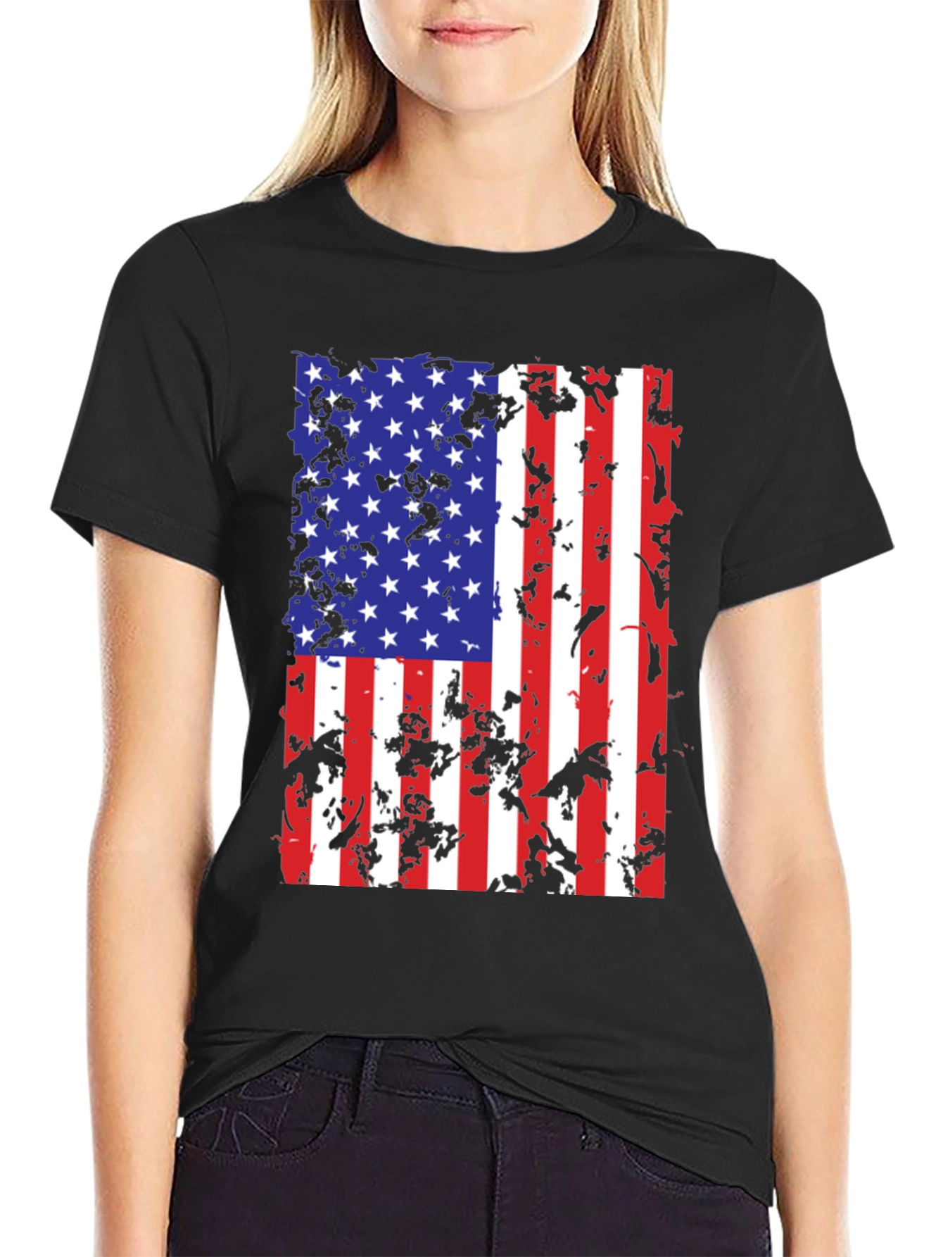 Distressed American Flag Graphic T-Shirt