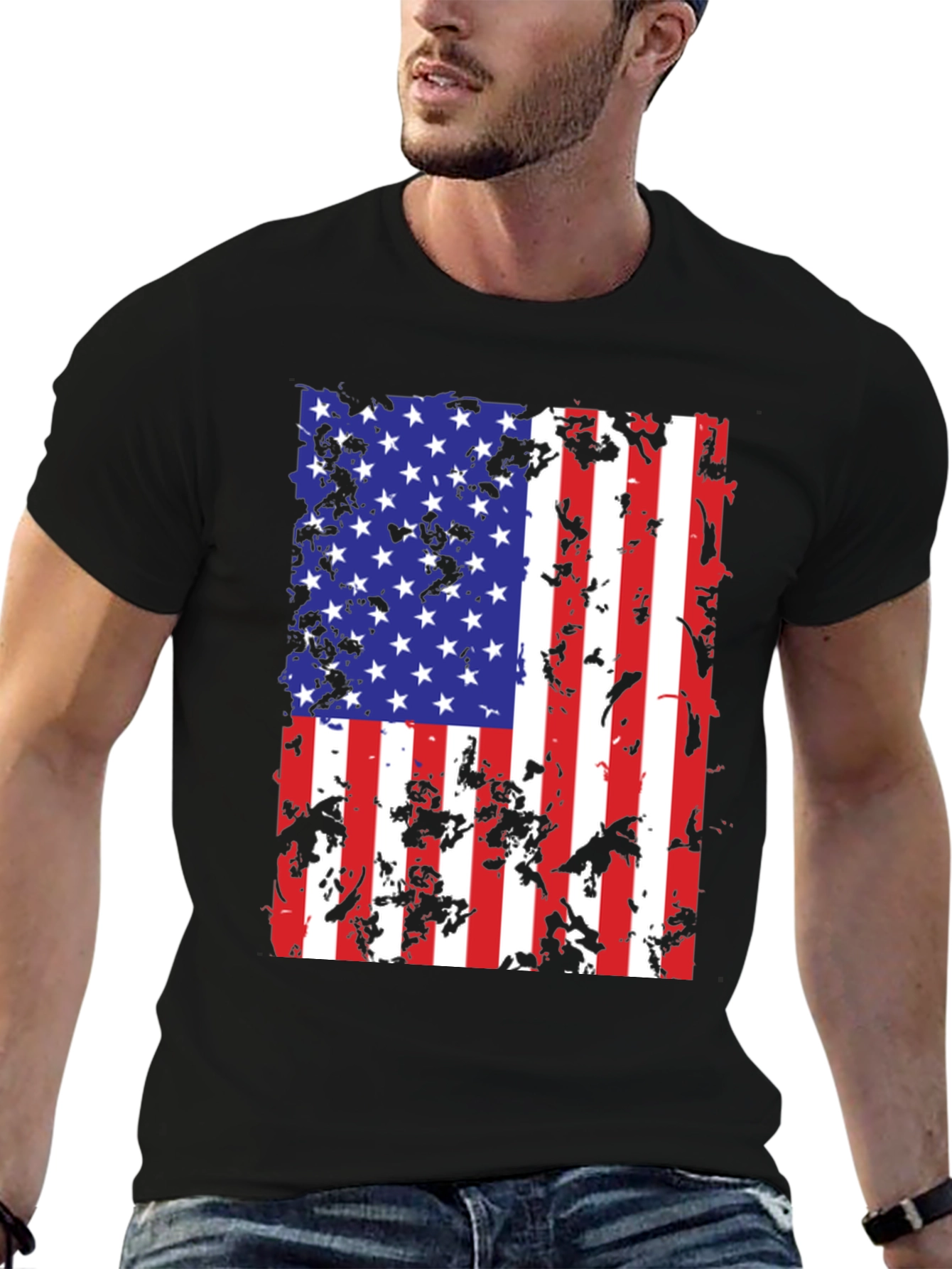 Distressed American Flag Graphic T-Shirt