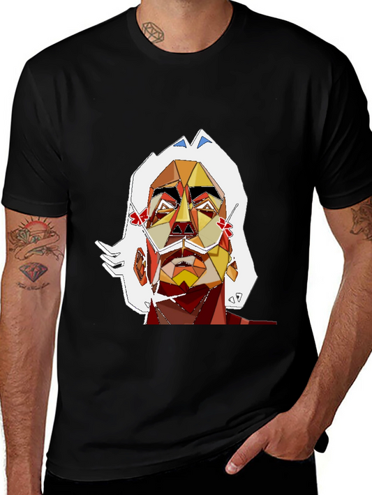 Abstract Art Mans Graphic Tee - Black