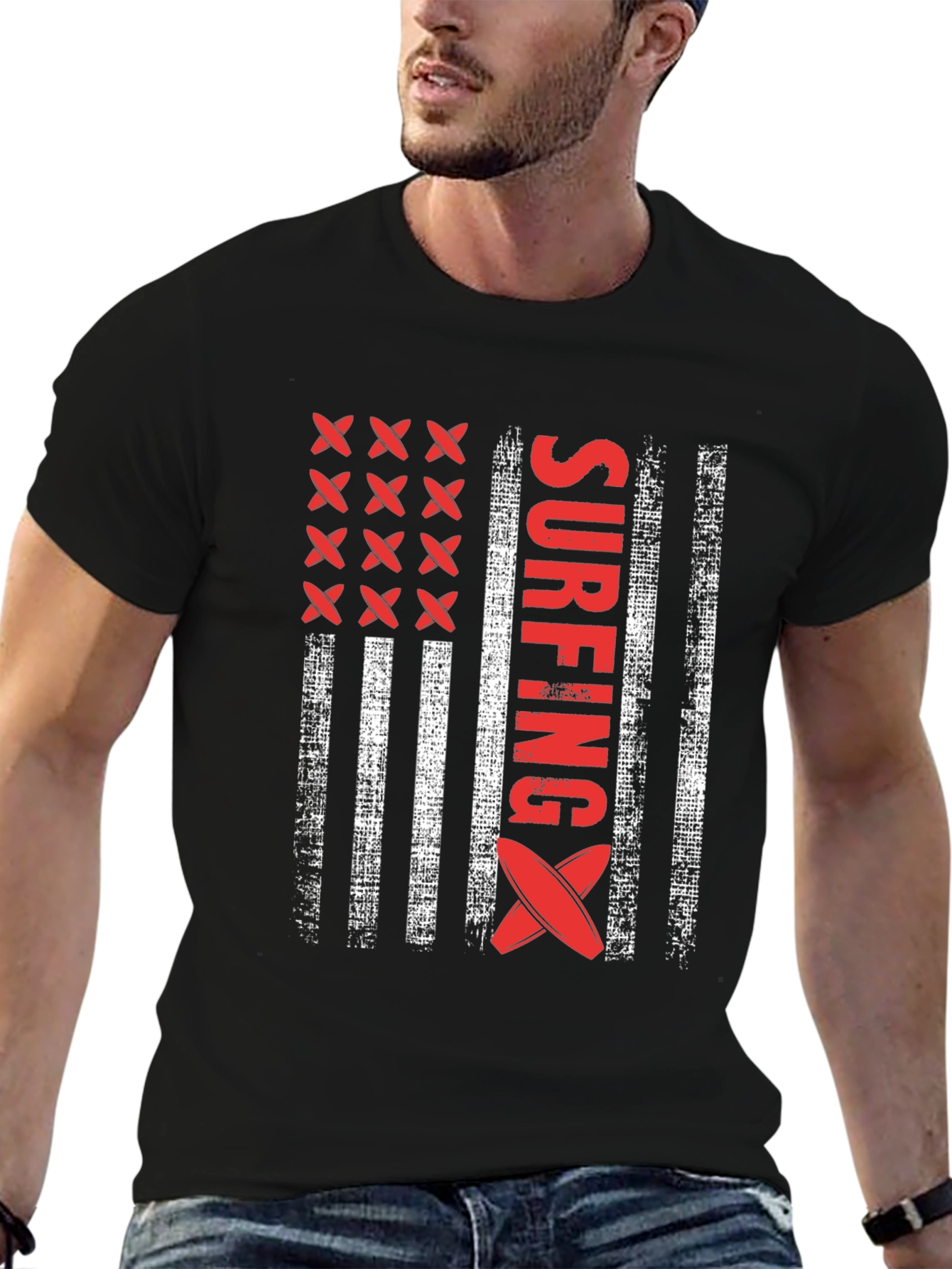 Surfing American Flag T-Shirt - USA Surfboard Tee