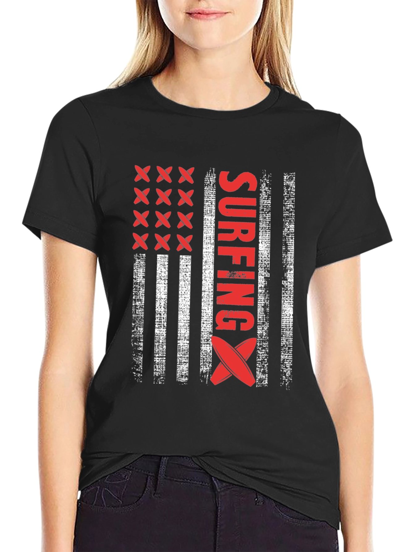 Surfing American Flag T-Shirt - USA Surfboard Tee