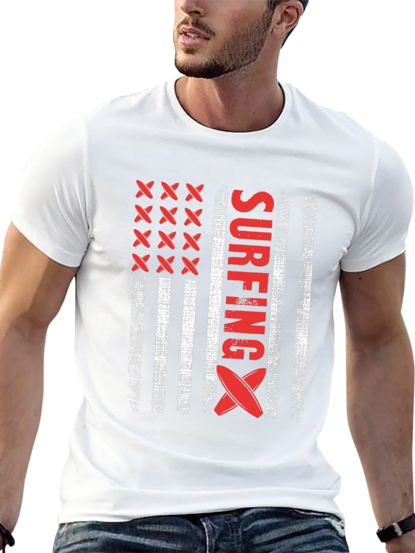 Surfing American Flag T-Shirt - USA Surfboard Tee