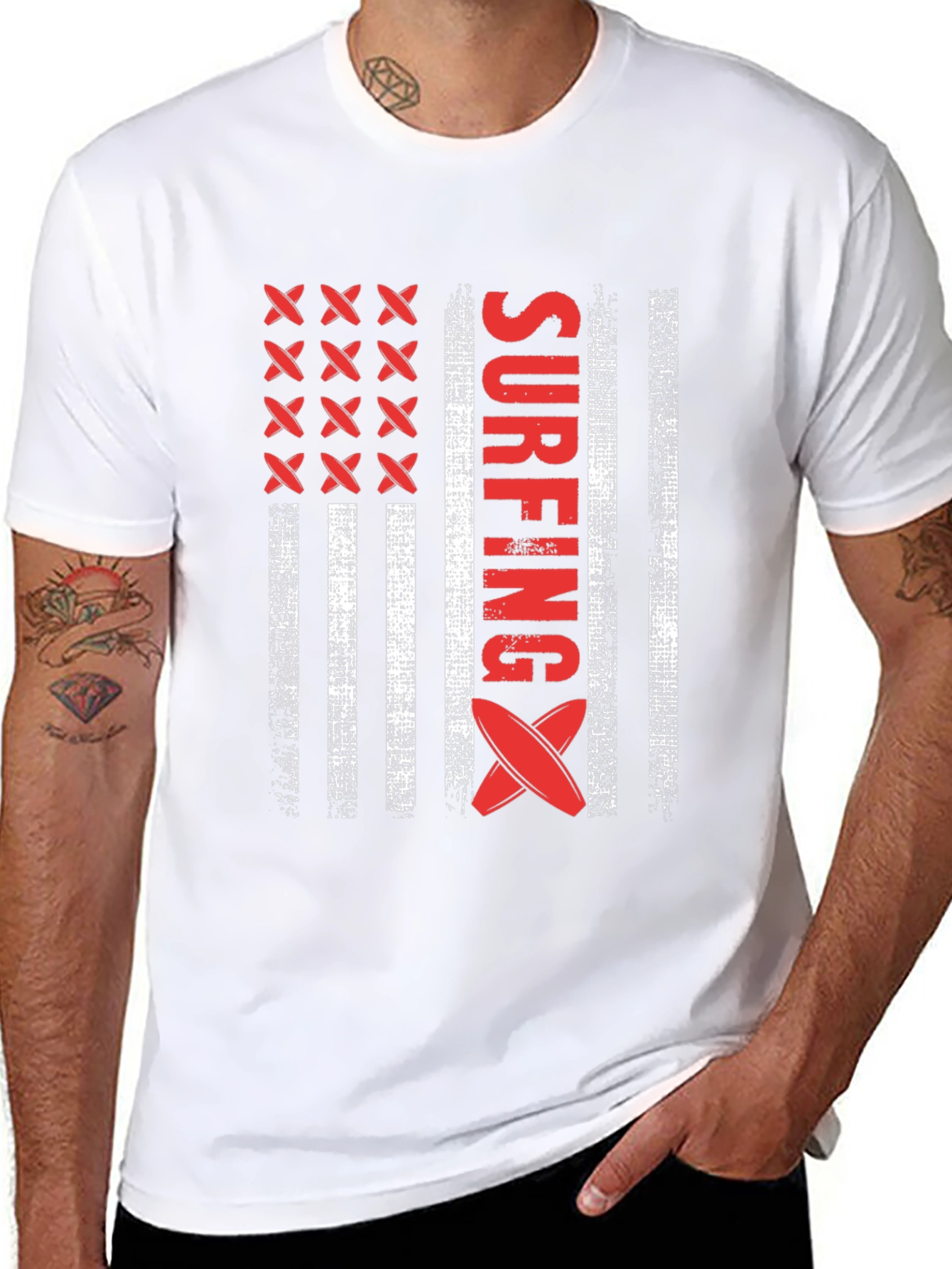 Surfing American Flag T-Shirt - USA Surfboard Tee
