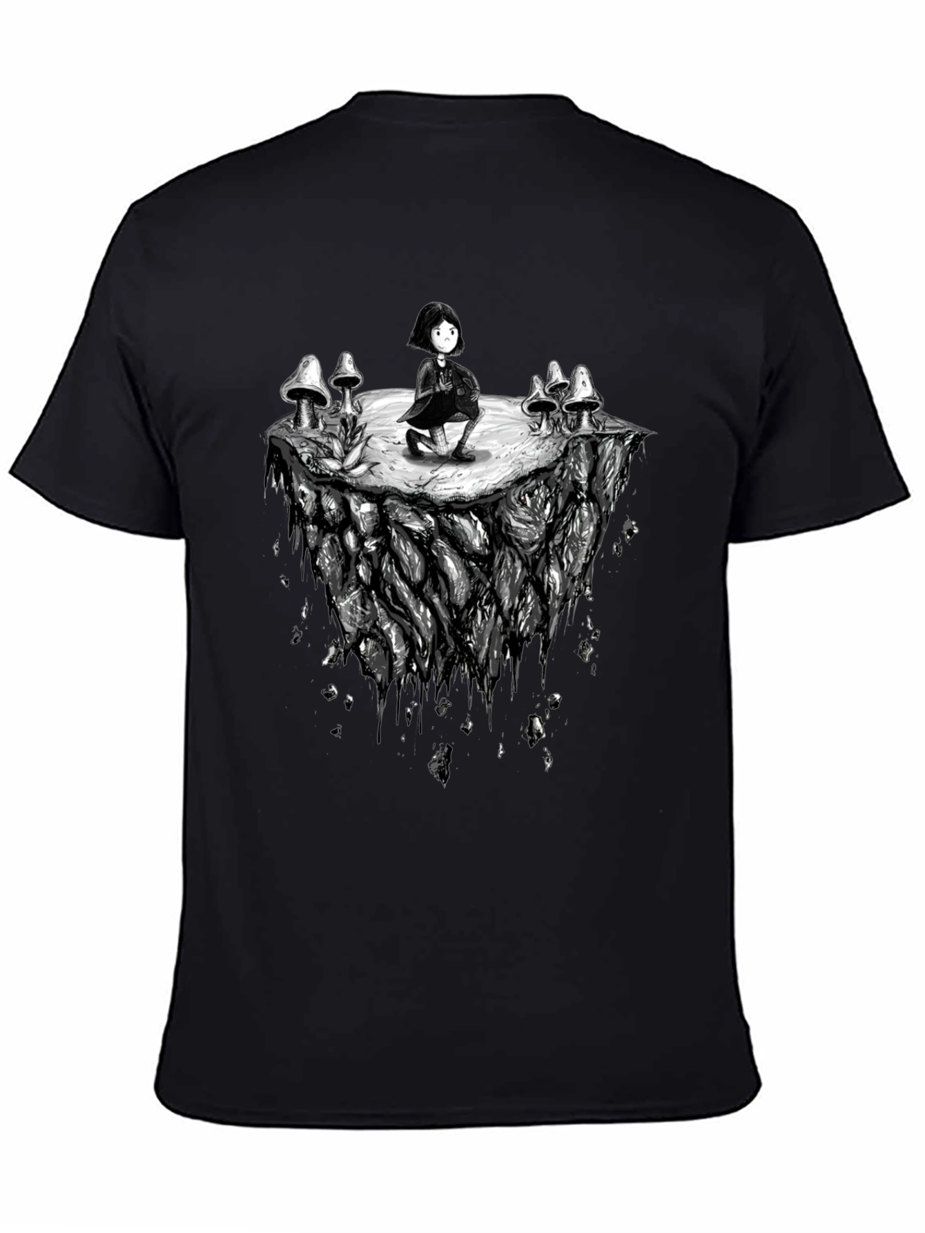Mushroom Island Graphic Black T-Shirt