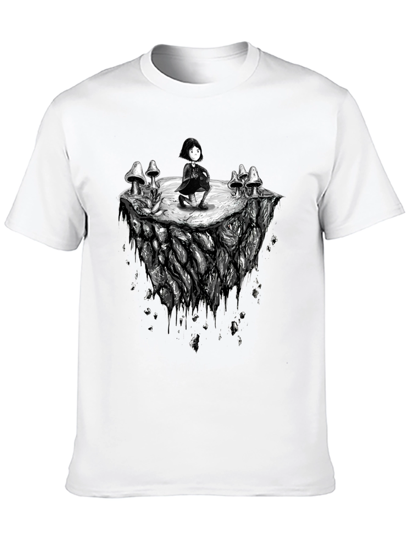 Mushroom Island Graphic Black T-Shirt