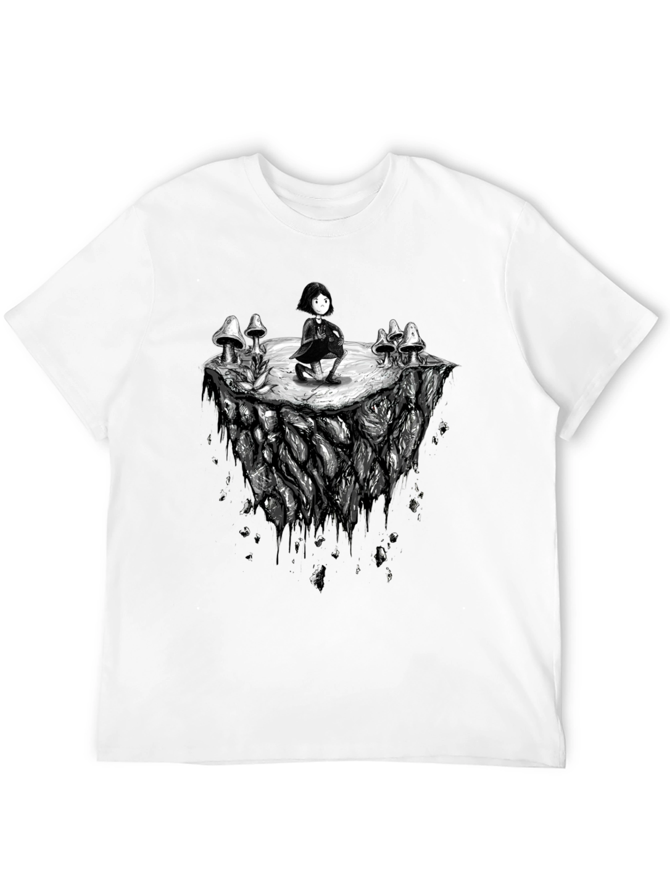Mushroom Island Graphic Black T-Shirt