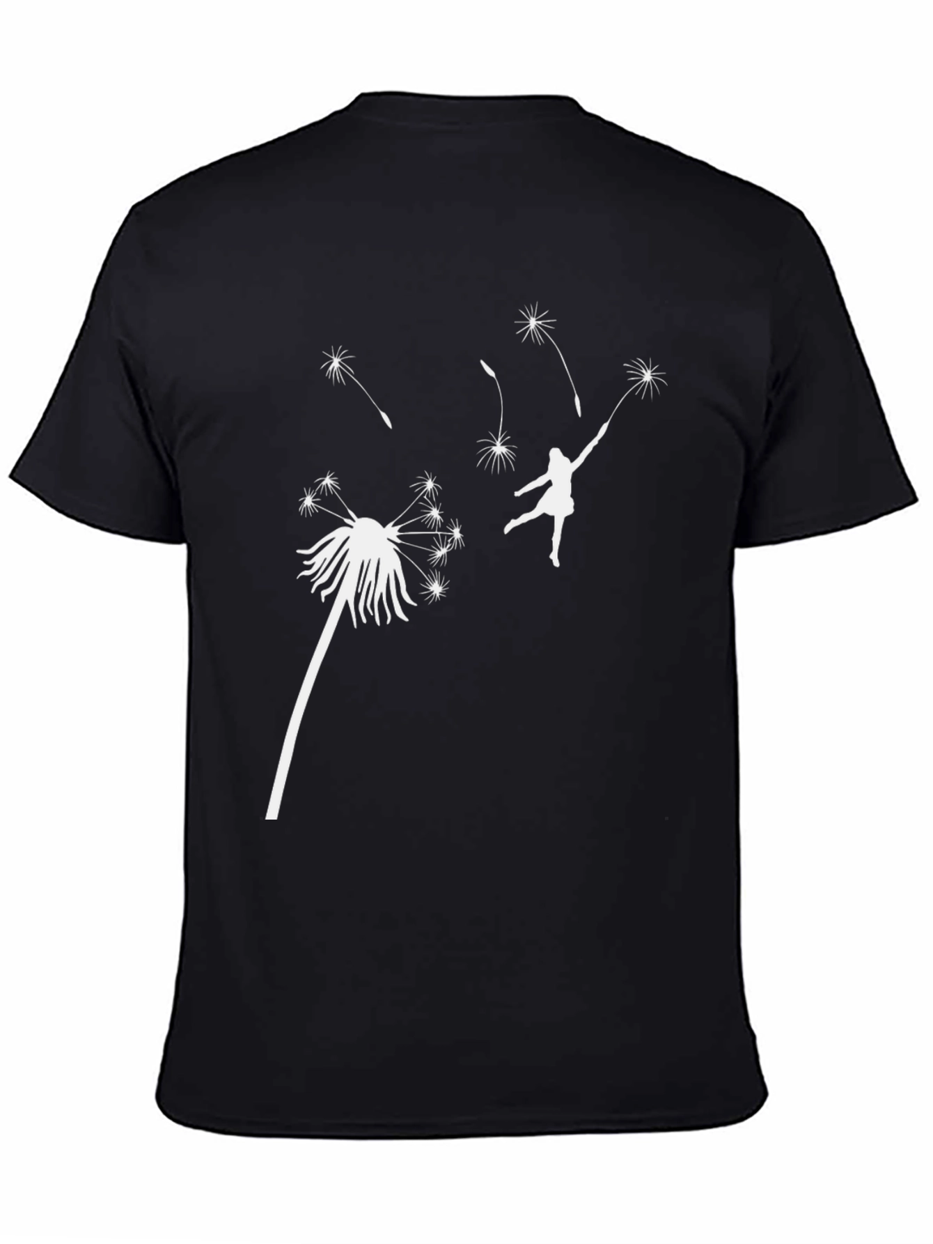 Dandelion Fairy Graphic Tee - Black Cotton Blend Shirt
