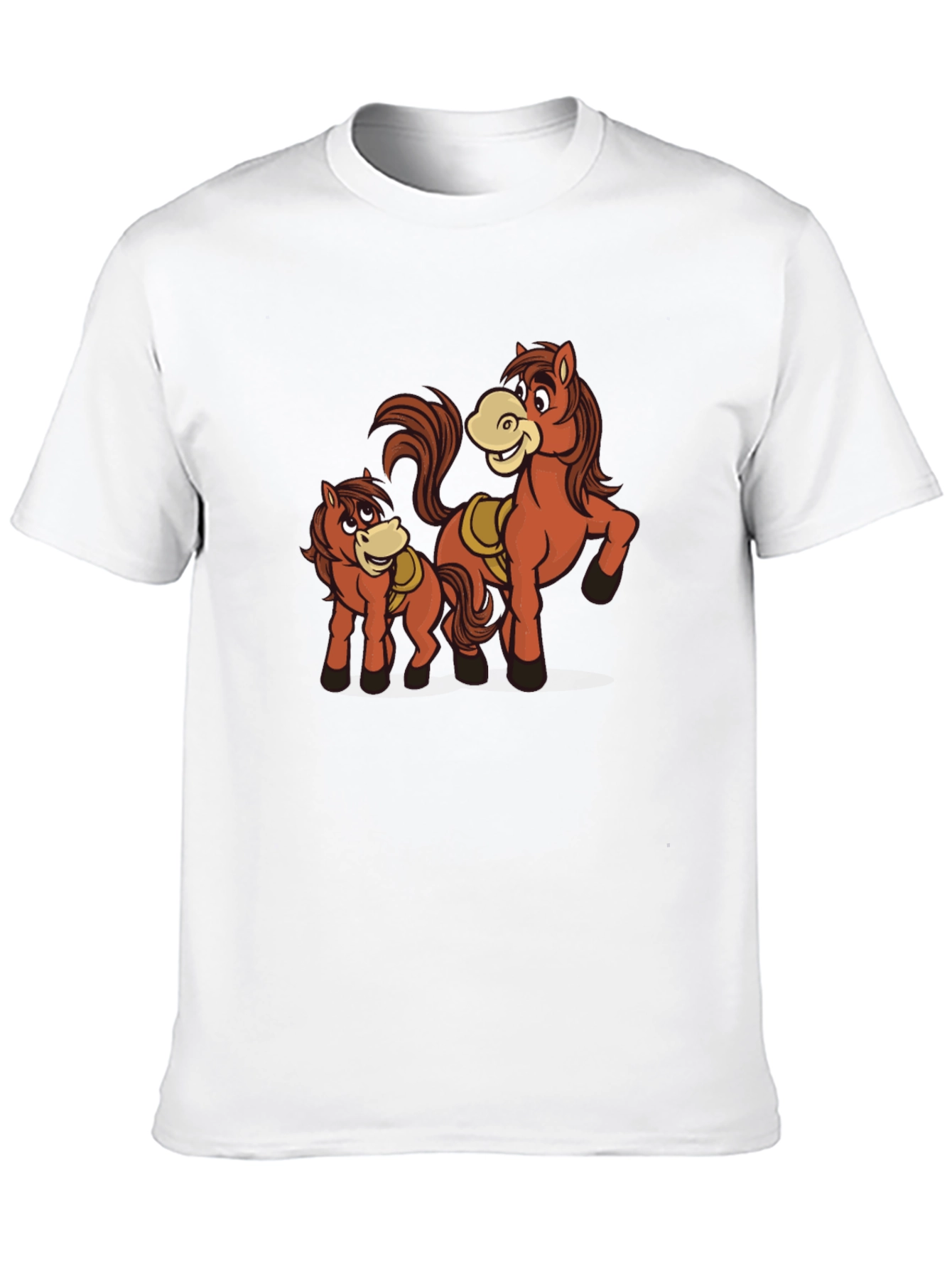 Horse Cartoon Graphic Black T-Shirt
