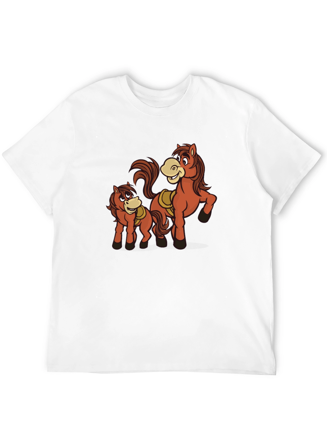 Horse Cartoon Graphic Black T-Shirt