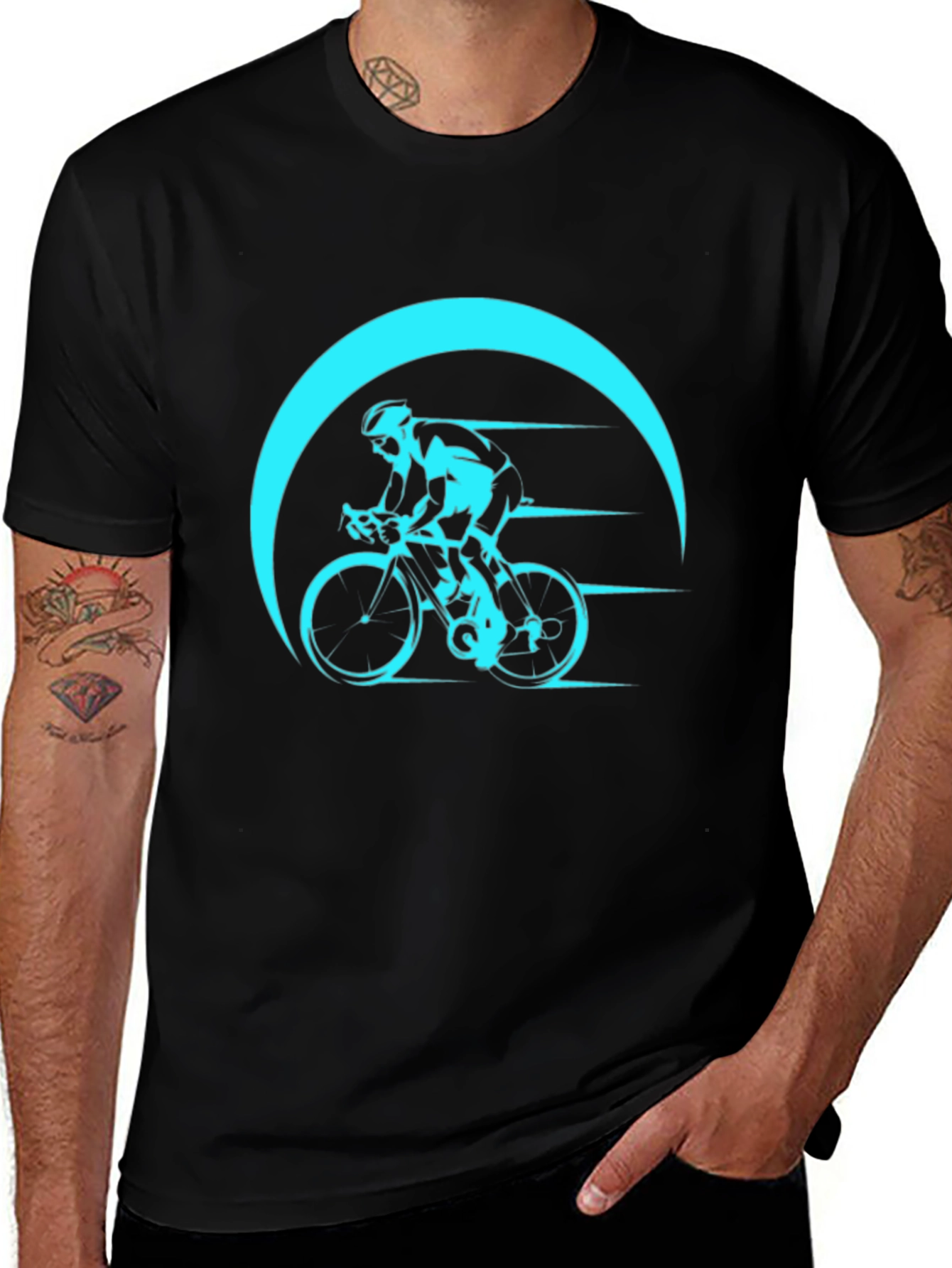 Cycling Graphic T-Shirt - Black Bike Design
