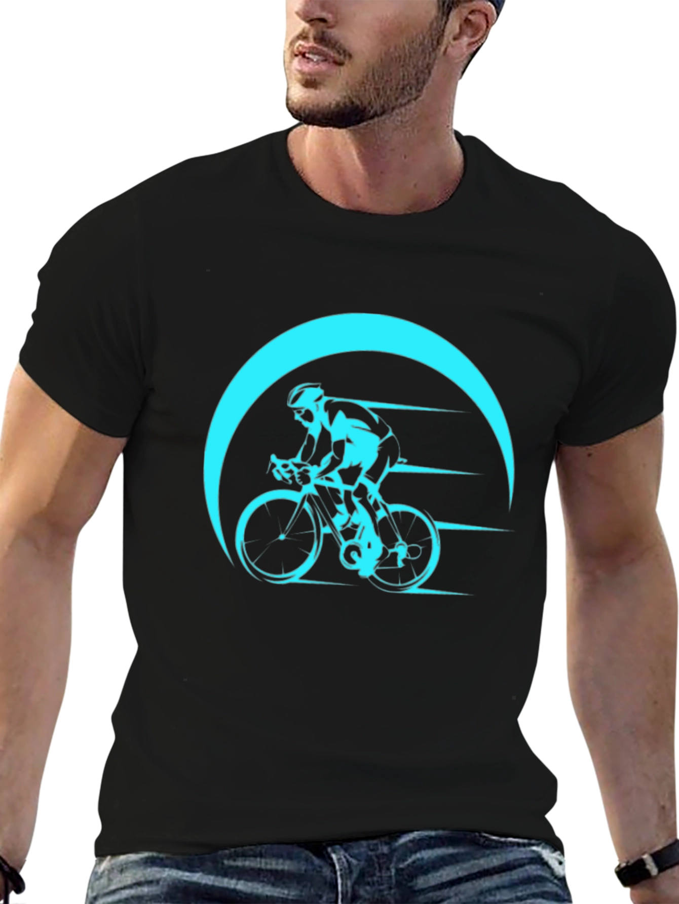 Cycling Graphic T-Shirt - Black Bike Design