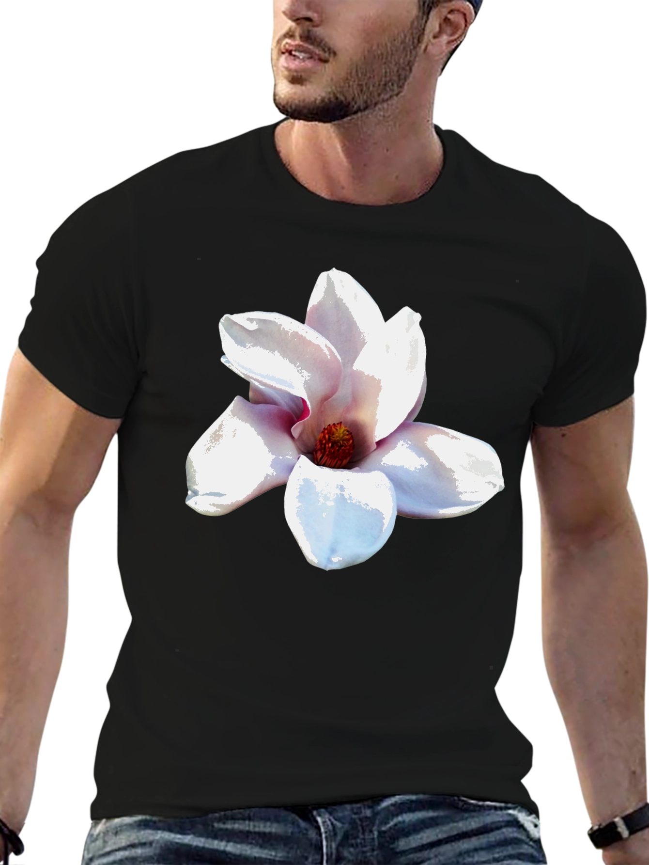 Magnolia Blossom Black T-Shirt