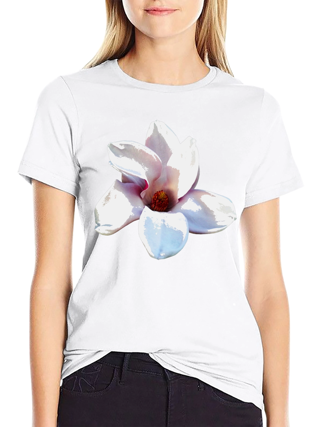 Magnolia Blossom Black T-Shirt