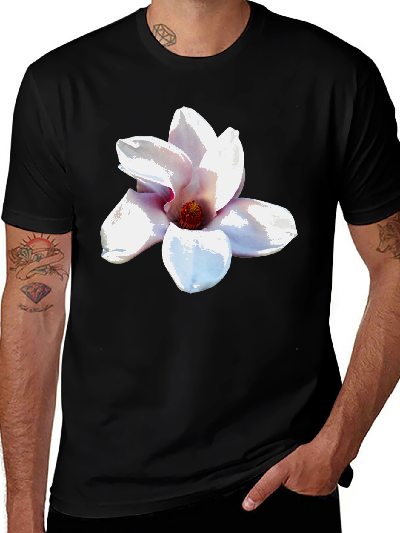 Magnolia Blossom Black T-Shirt