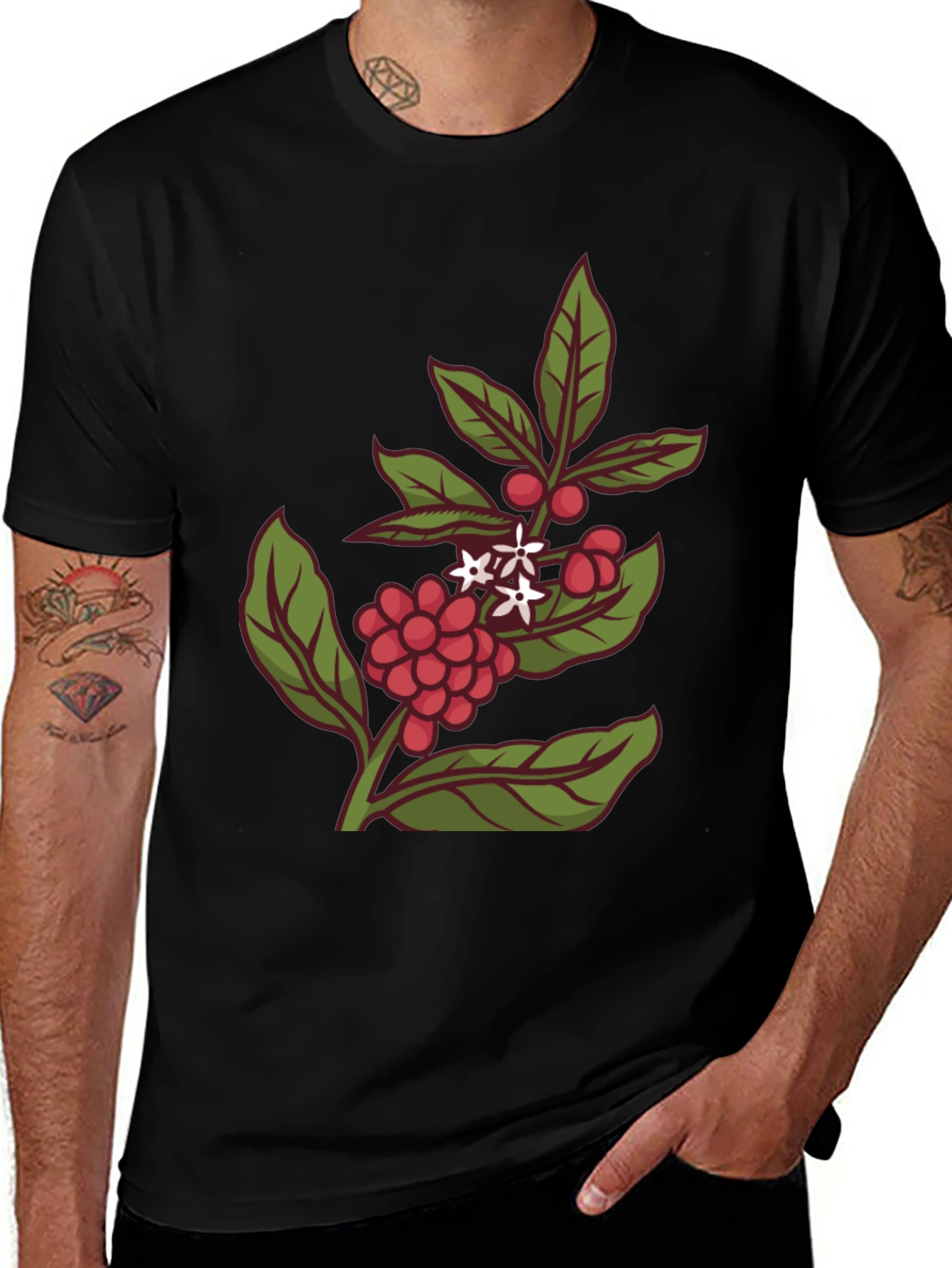 Coffee Plant Graphic Tee - Stylish Black T-Shirt