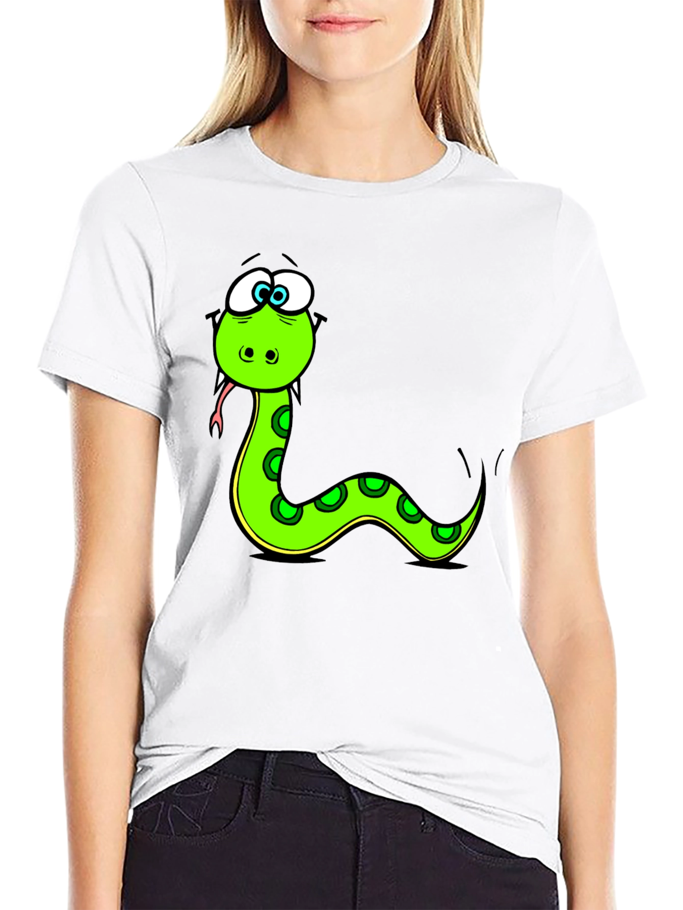 Cartoon Snake Black T-Shirt