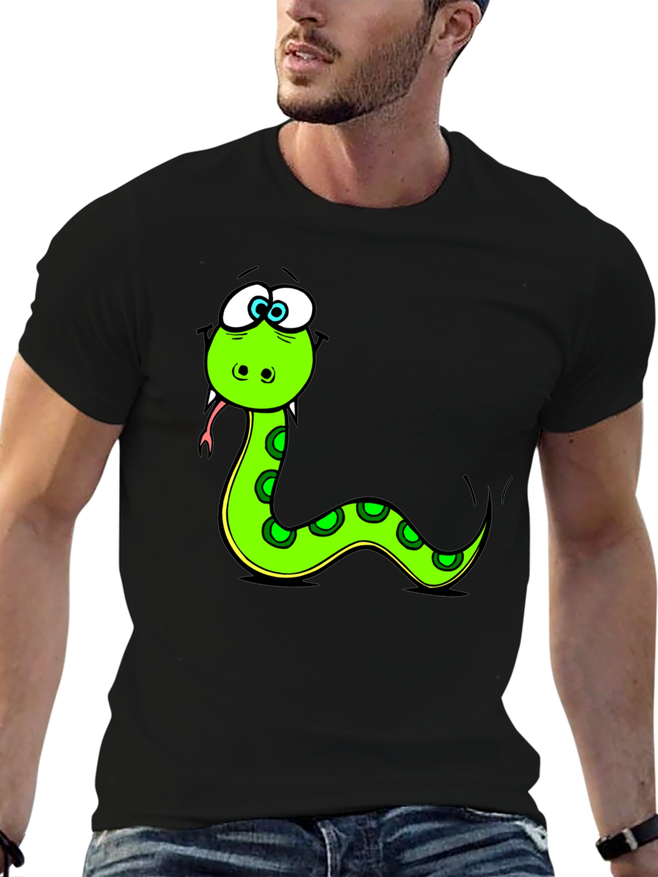 Cartoon Snake Black T-Shirt