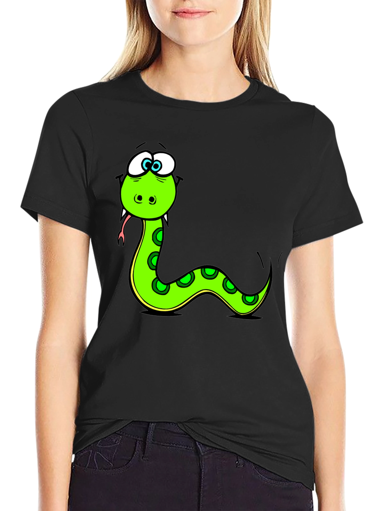 Cartoon Snake Black T-Shirt