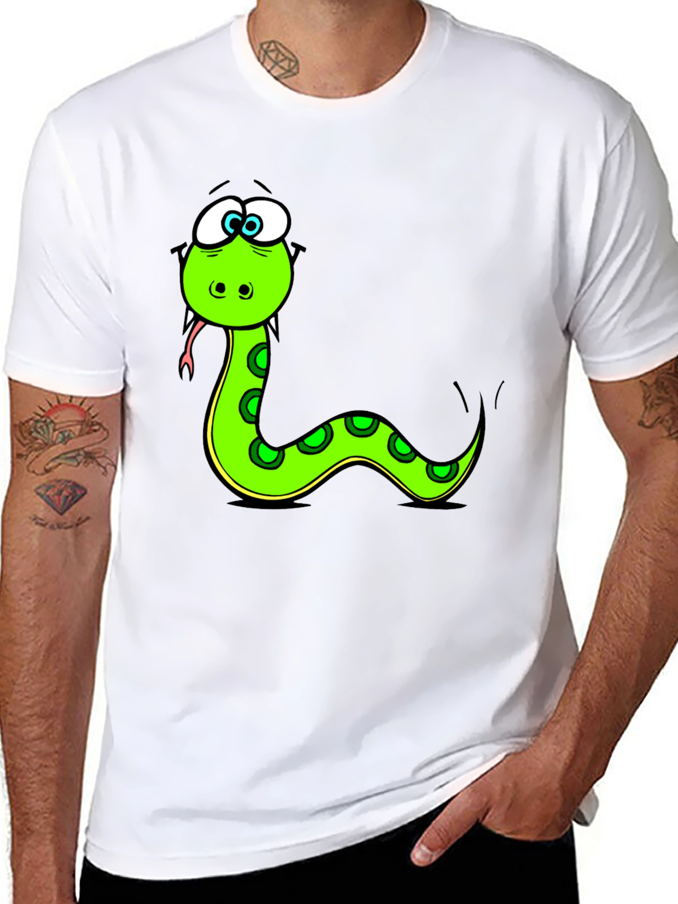 Cartoon Snake Black T-Shirt