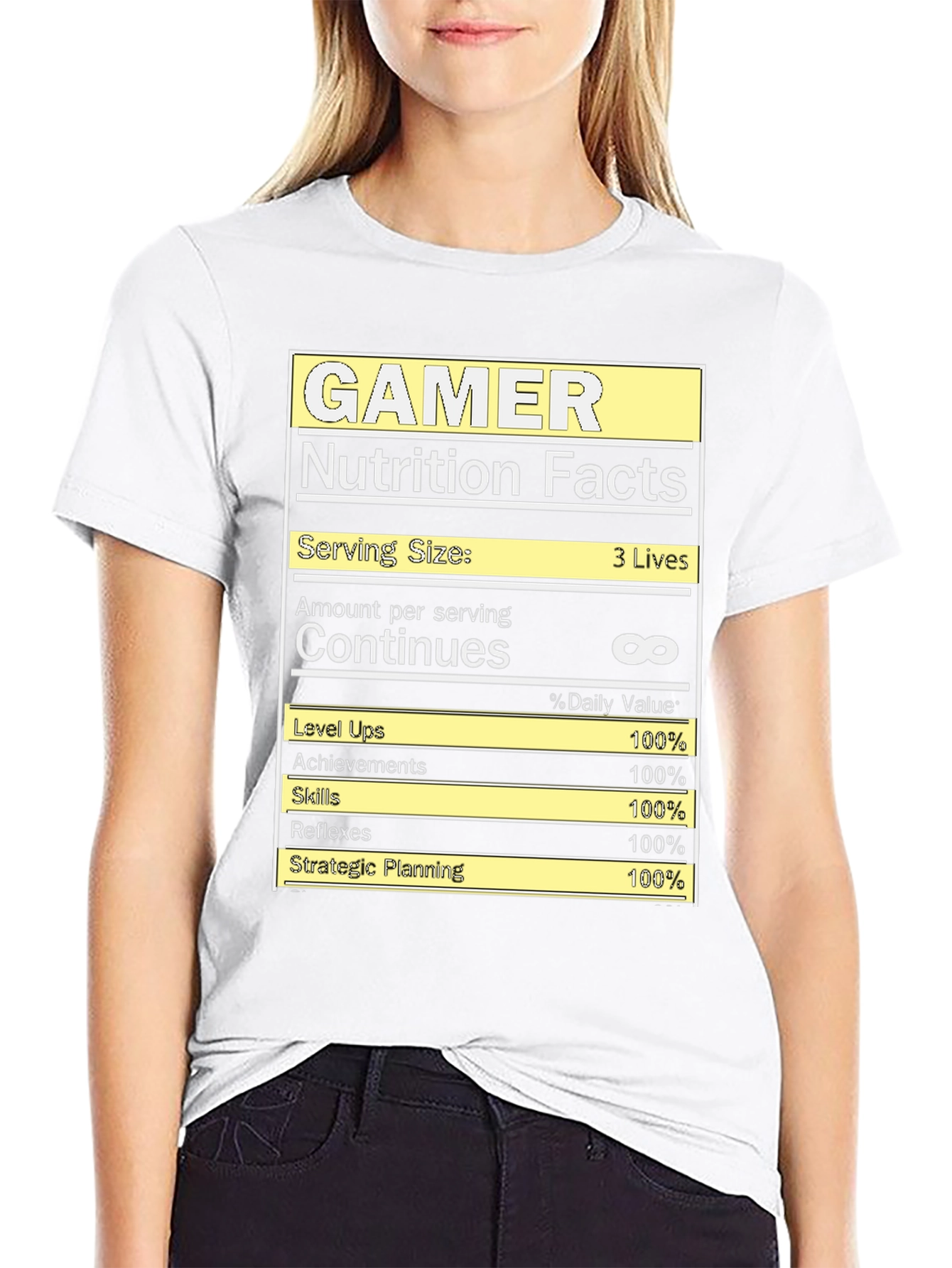 Gamer Nutrition Facts T-Shirt - Funny Gaming Tee
