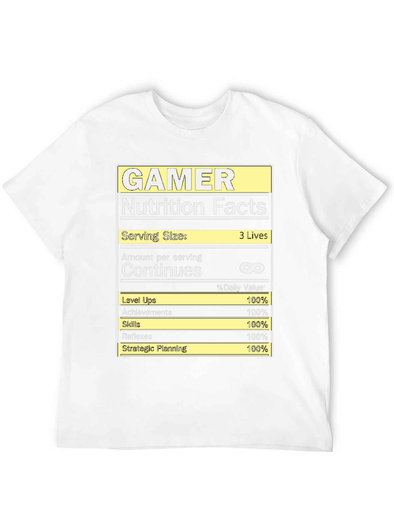 Gamer Nutrition Facts T-Shirt - Funny Gaming Tee