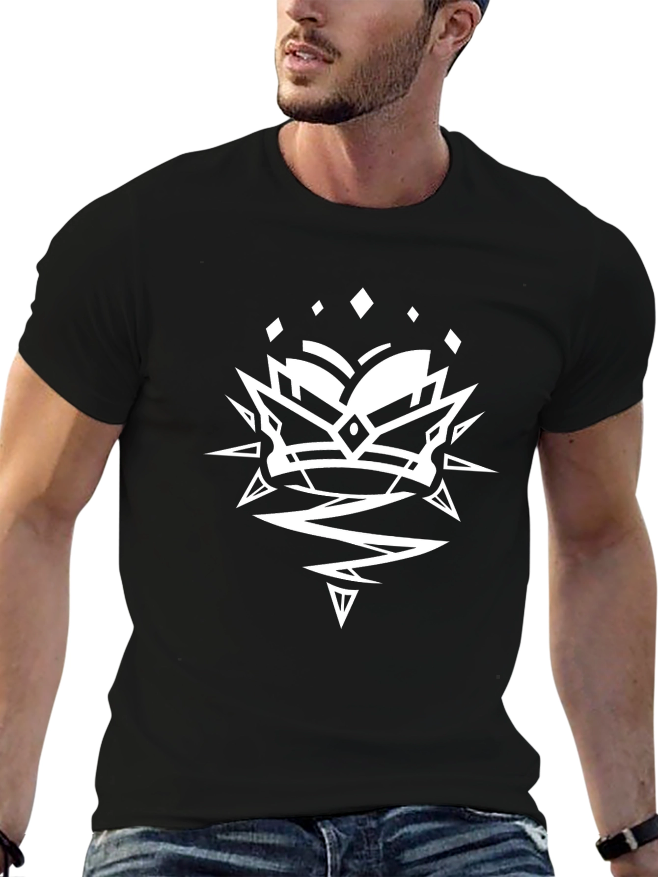 Graphic Tee - Geometric Crown Black T-Shirt