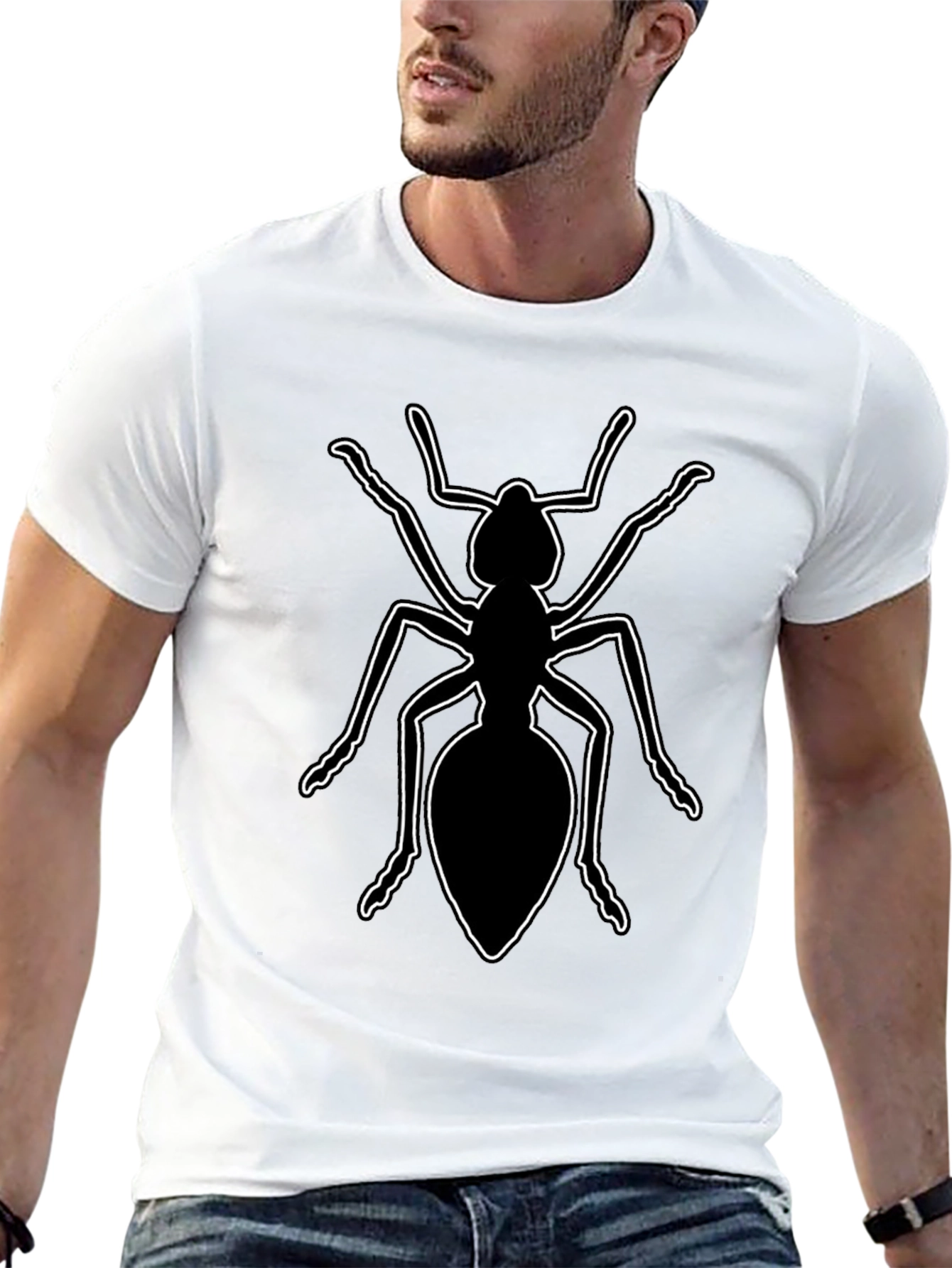 Ant Graphic Tee - Black Cotton Casual Shirt