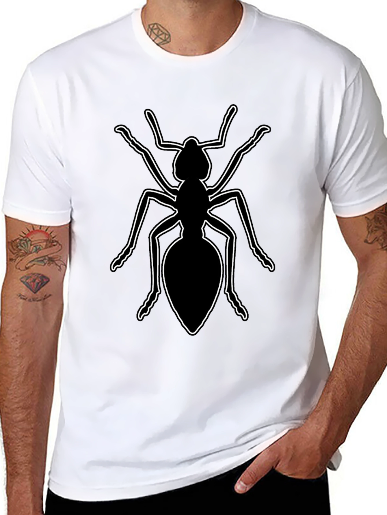 Ant Graphic Tee - Black Cotton Casual Shirt