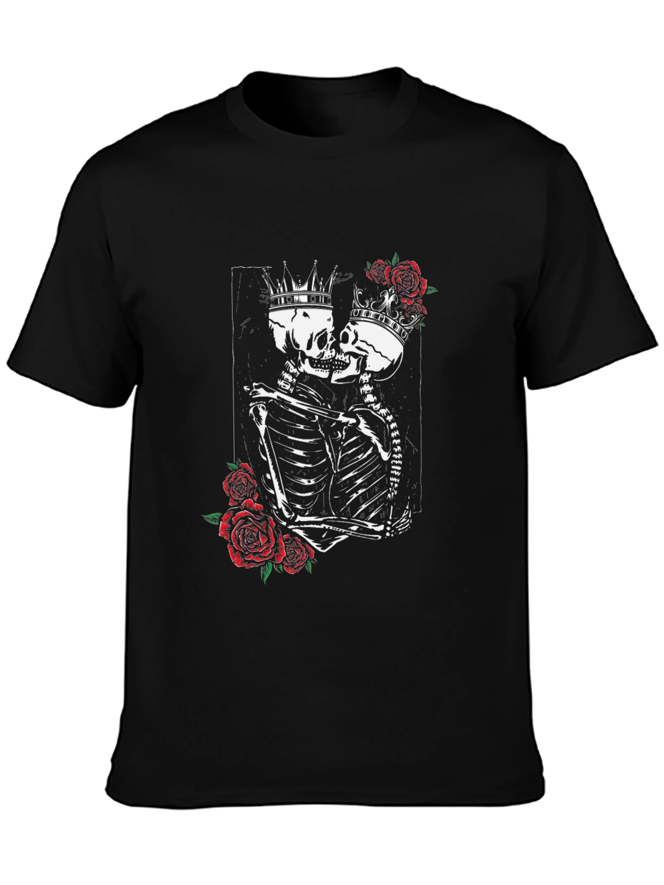 Skeleton King & Queen Rose Graphic T-Shirt
