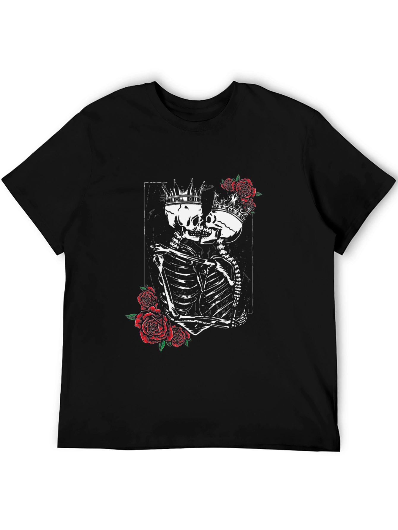 Skeleton King & Queen Rose Graphic T-Shirt