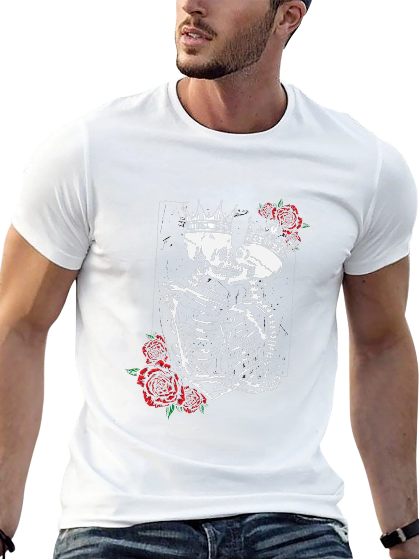 Skeleton King & Queen Rose Graphic T-Shirt