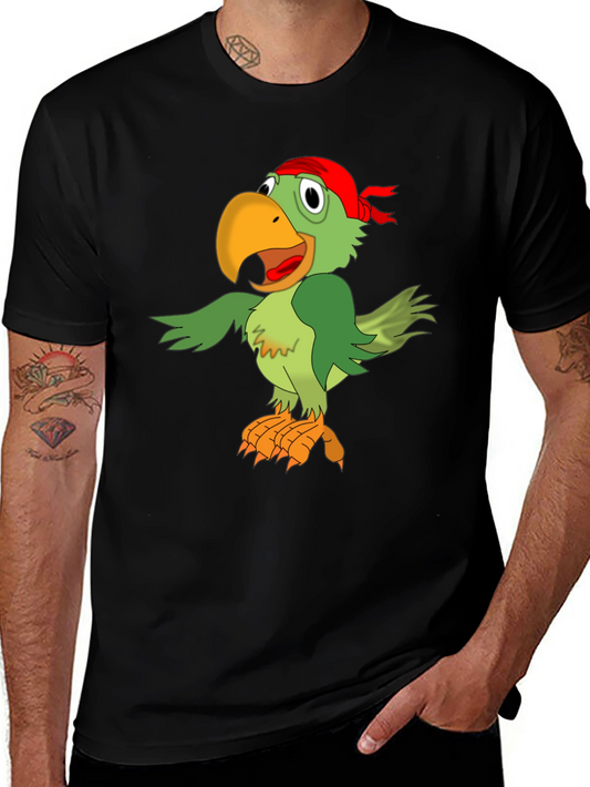 Parrot Pirate Graphic Tee - Mens Black T-Shirt