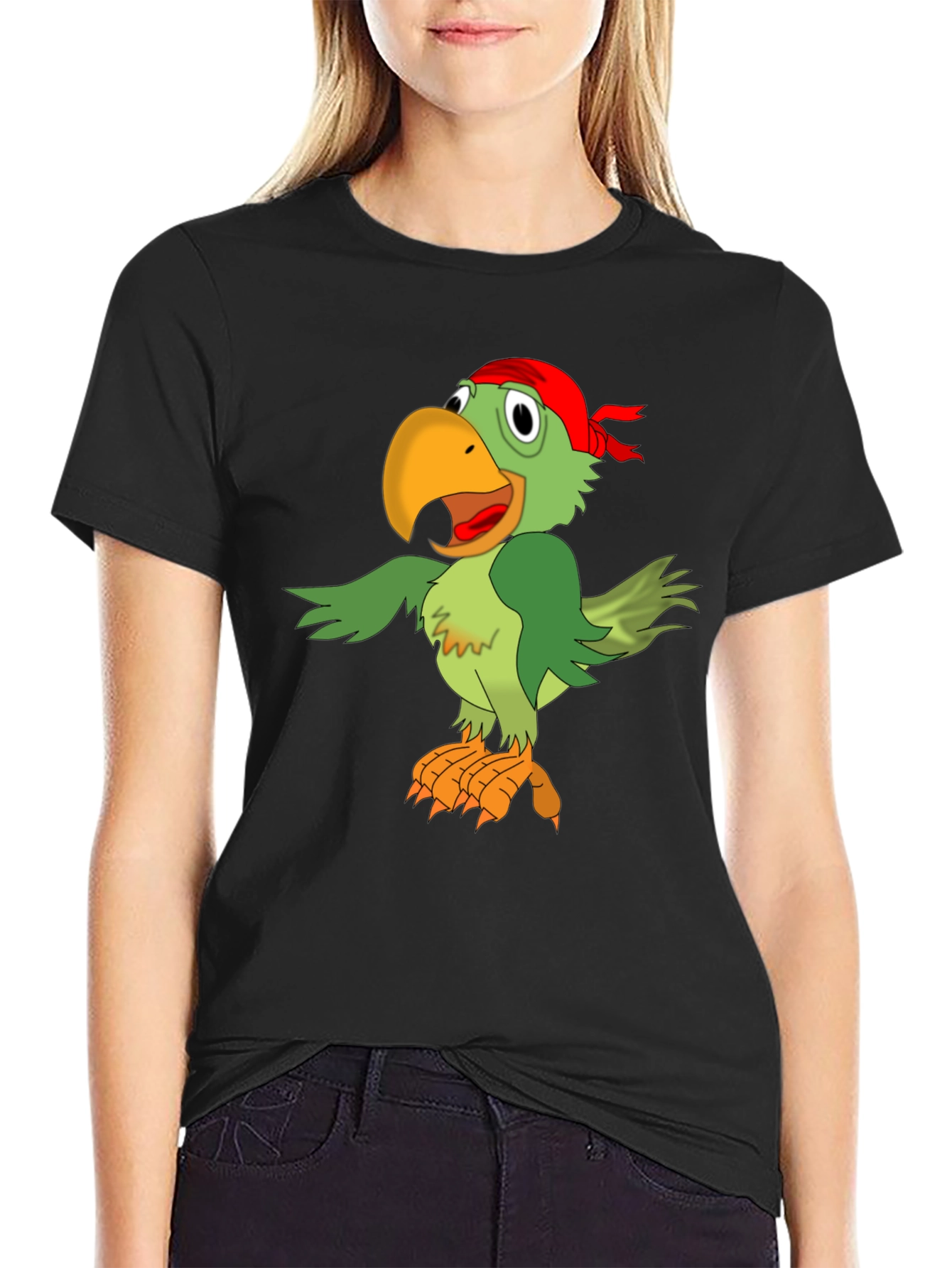 Parrot Pirate Graphic Tee - Mens Black T-Shirt