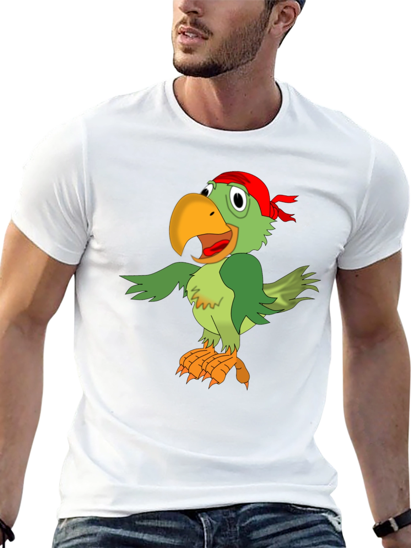 Parrot Pirate Graphic Tee - Mens Black T-Shirt
