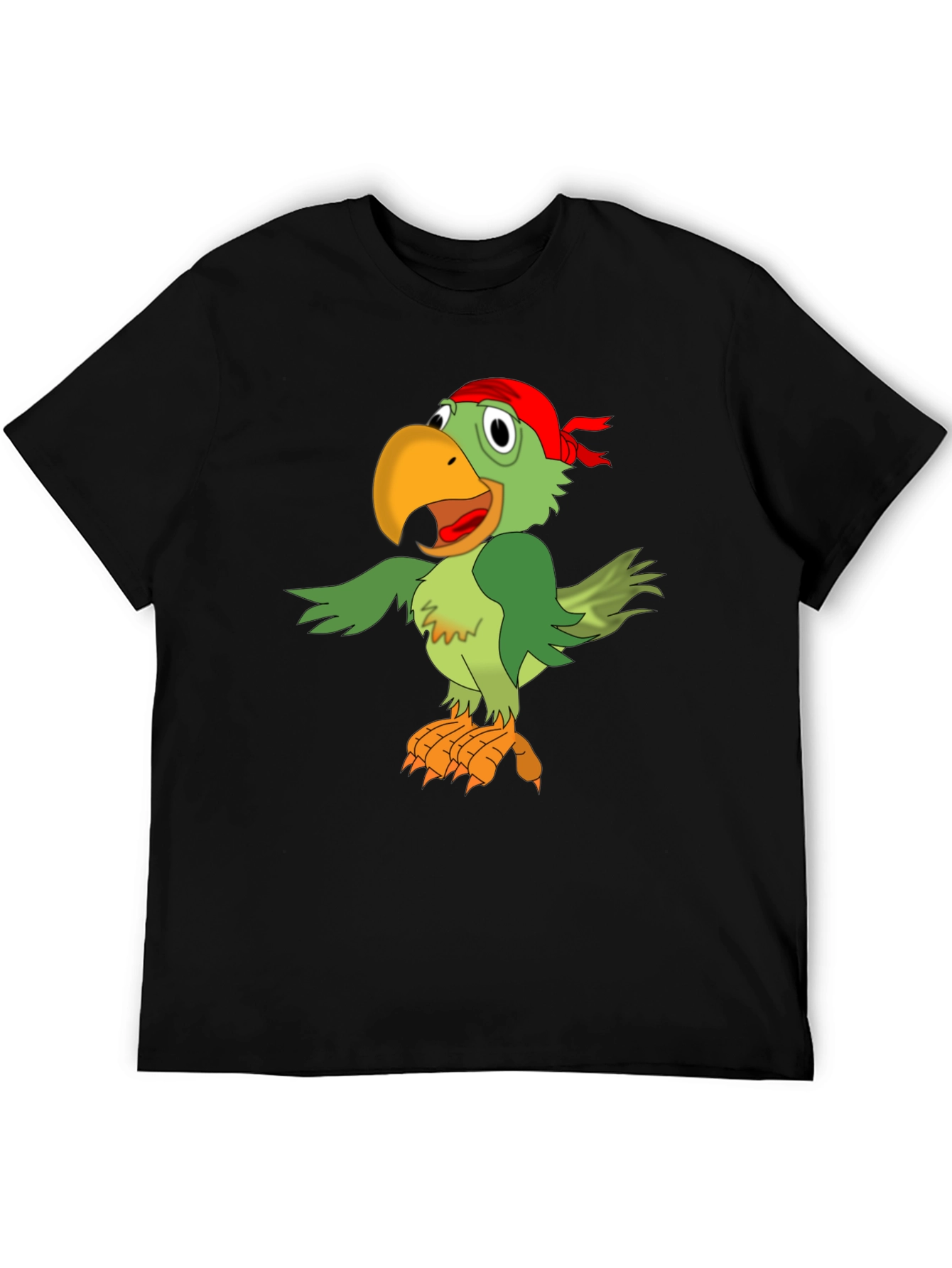Parrot Pirate Graphic Tee - Mens Black T-Shirt
