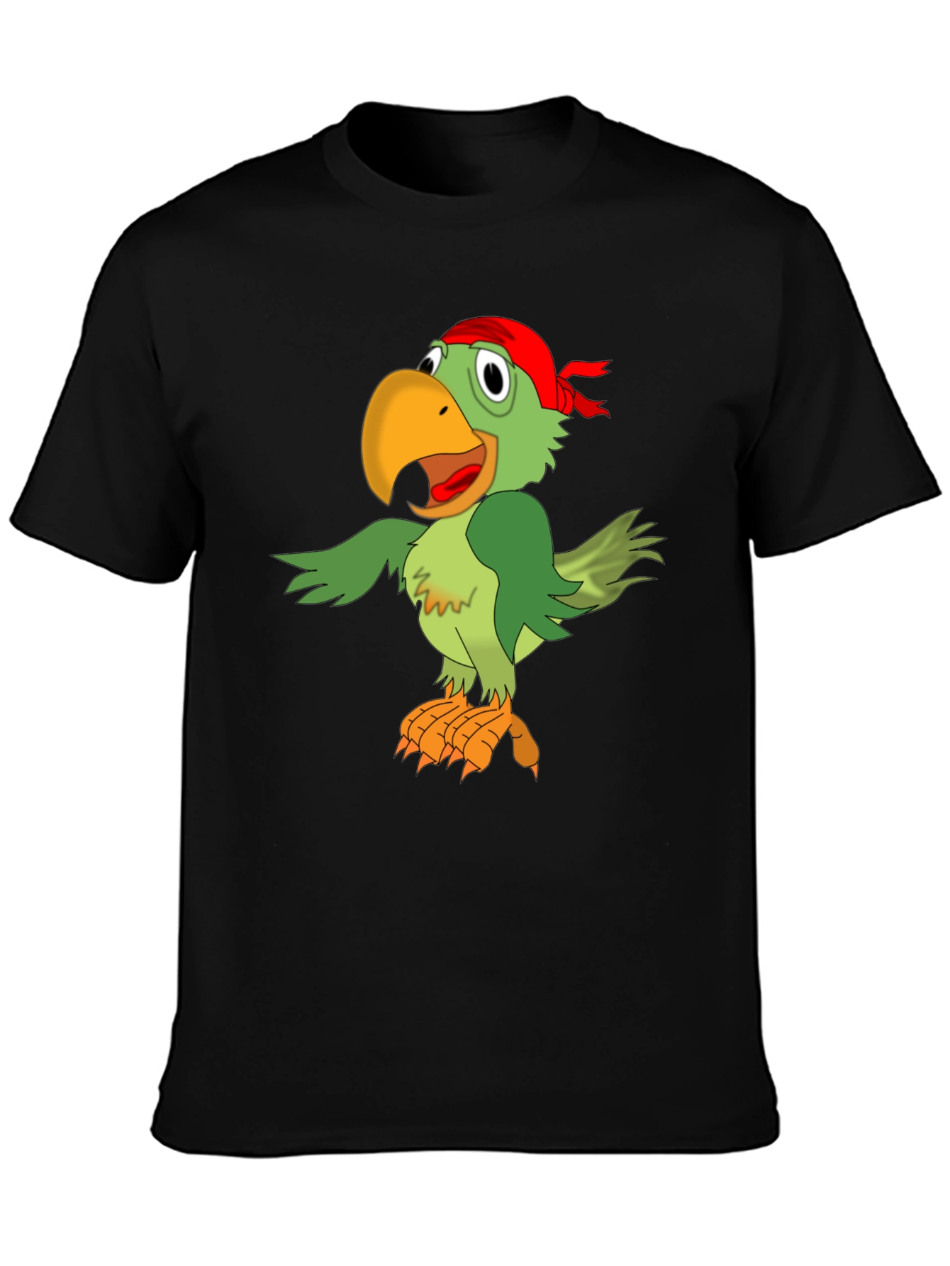 Parrot Pirate Graphic Tee - Mens Black T-Shirt