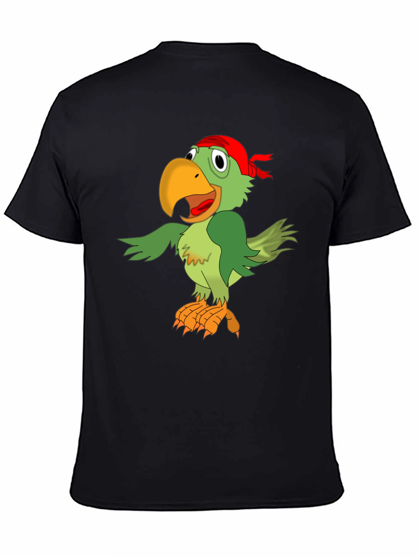 Parrot Pirate Graphic Tee - Mens Black T-Shirt