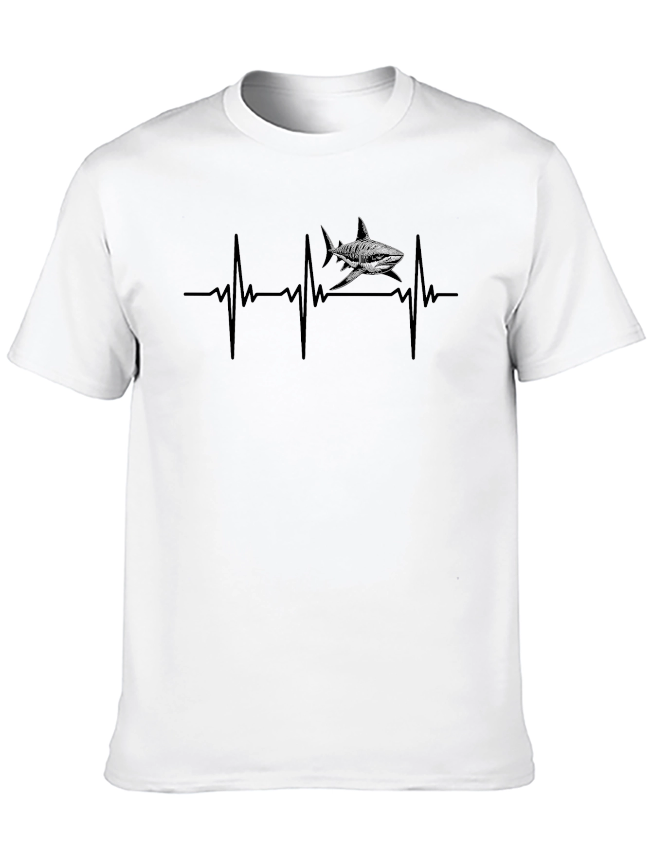 Shark Heartbeat T-Shirt - Black Cotton Tee