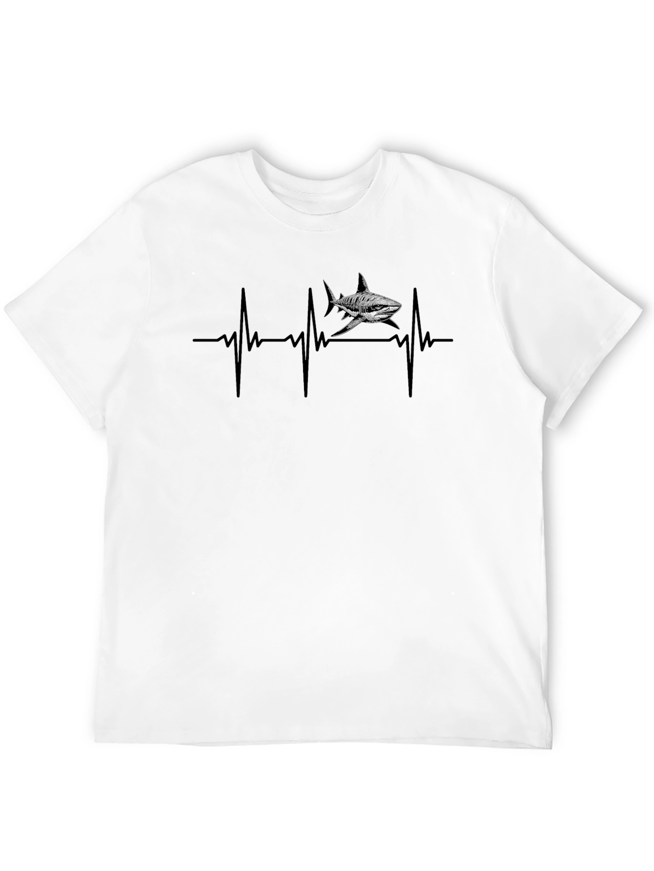 Shark Heartbeat T-Shirt - Black Cotton Tee