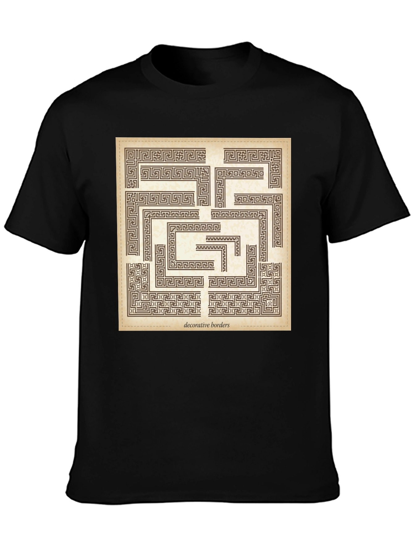 Maze Graphic Print Black Crew Neck Tee