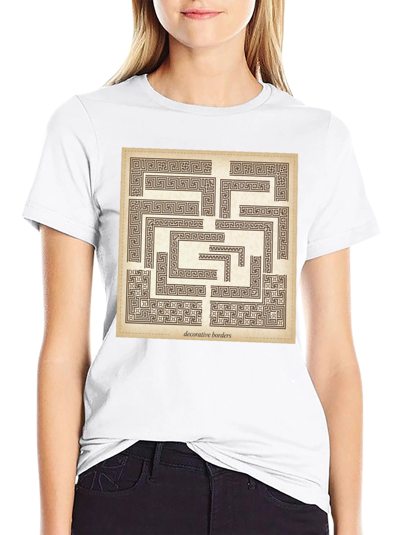 Maze Graphic Print Black Crew Neck Tee