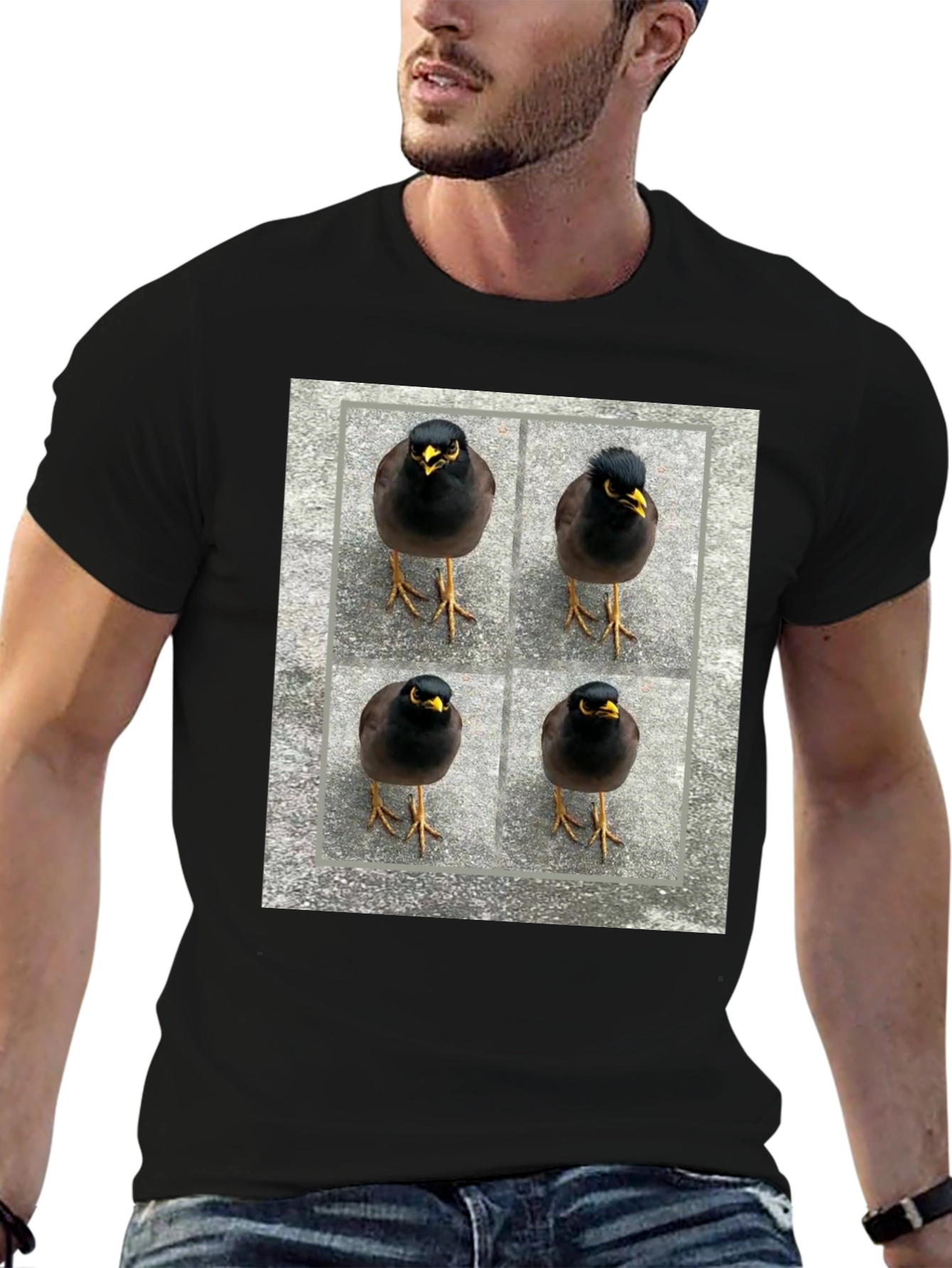 Myna Bird Grid T-Shirt - Unique Graphic Tee