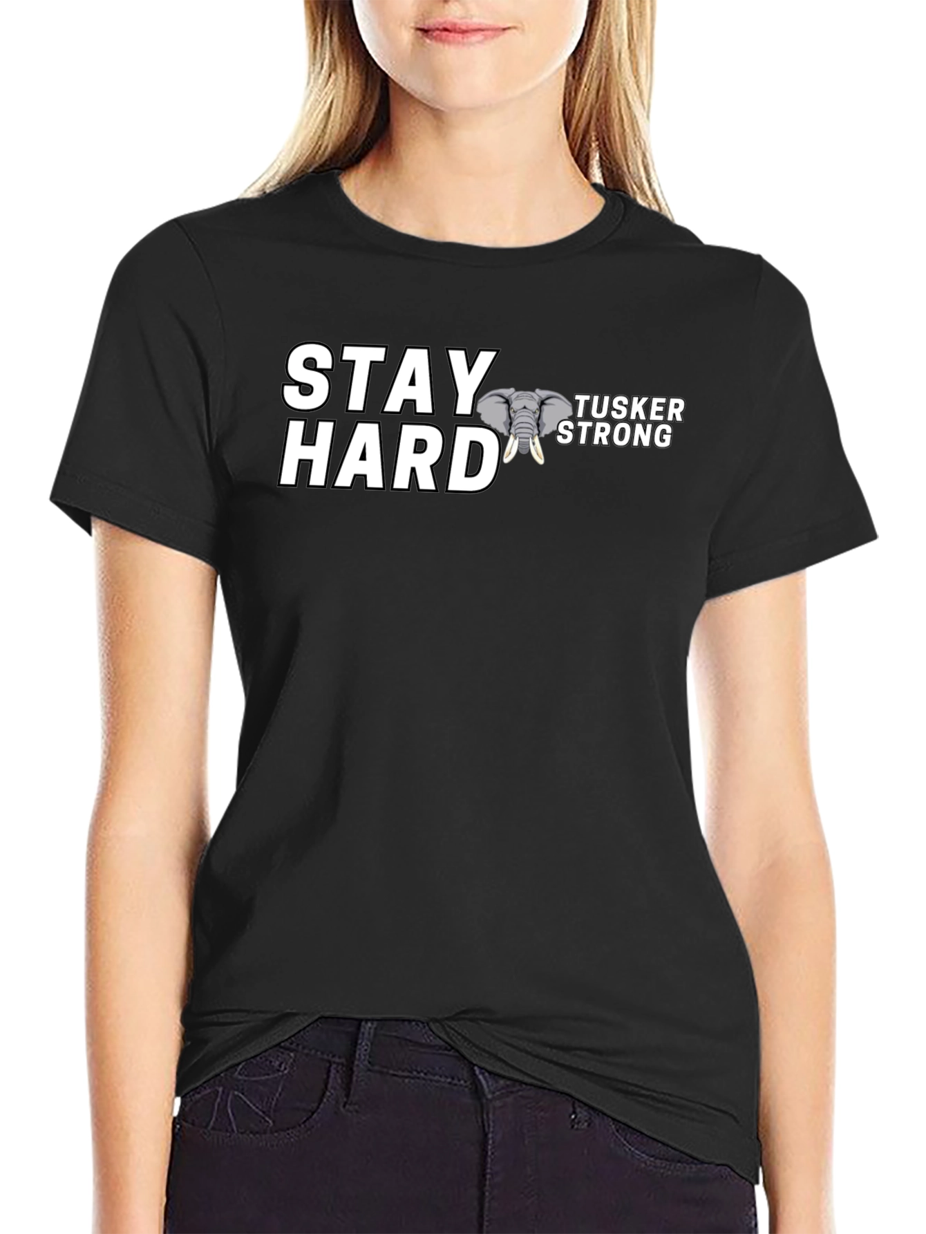 Stay Hard Tusker Strong Black T-Shirt