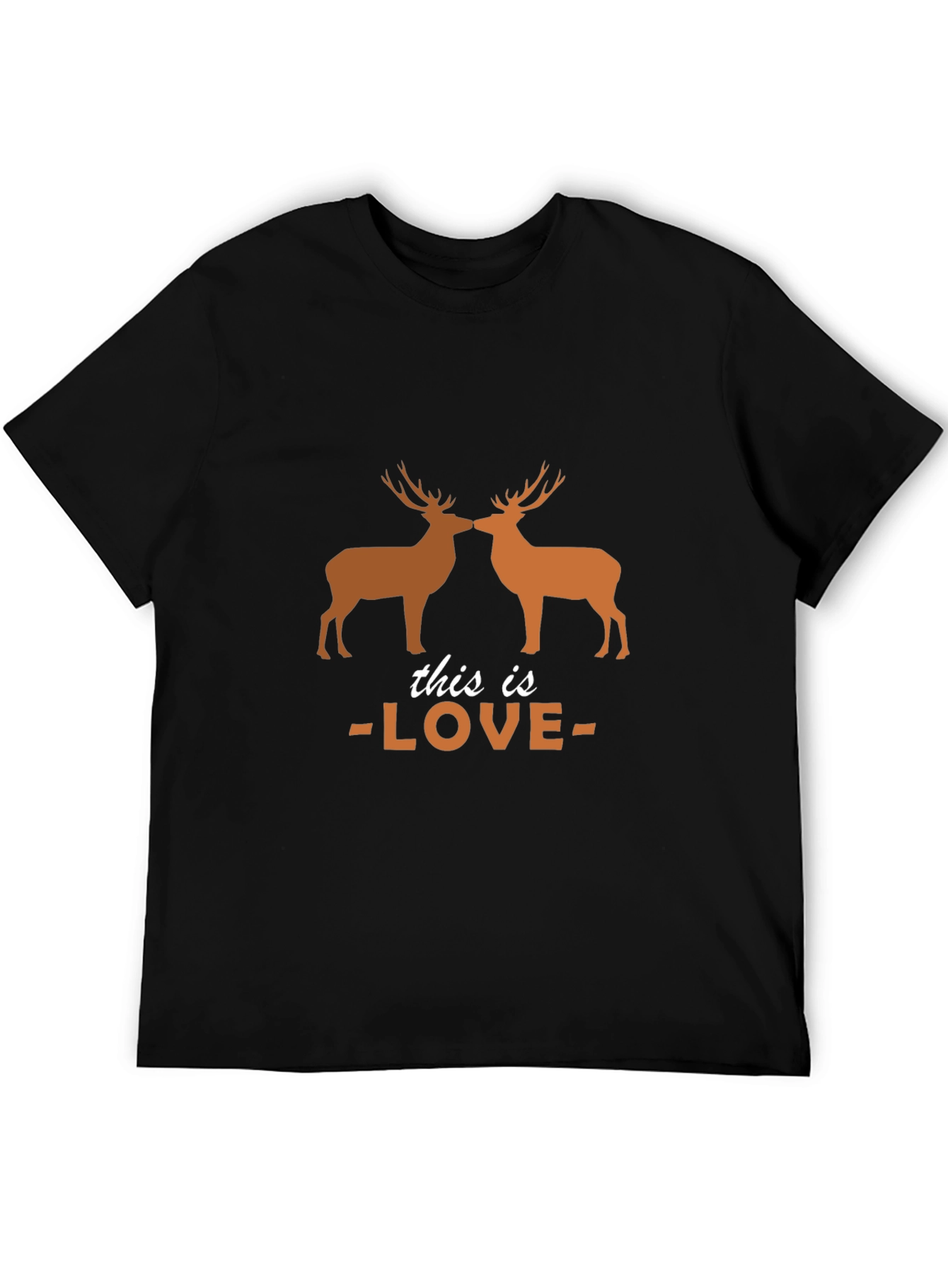 Deer Love Graphic Tee - Black Cotton T-Shirt