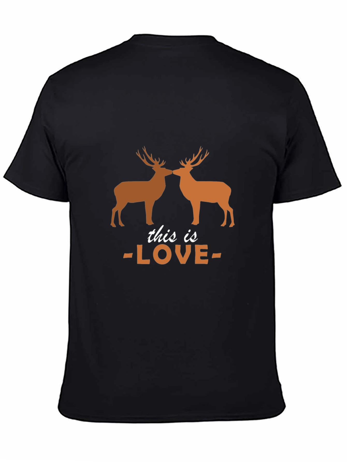 Deer Love Graphic Tee - Black Cotton T-Shirt
